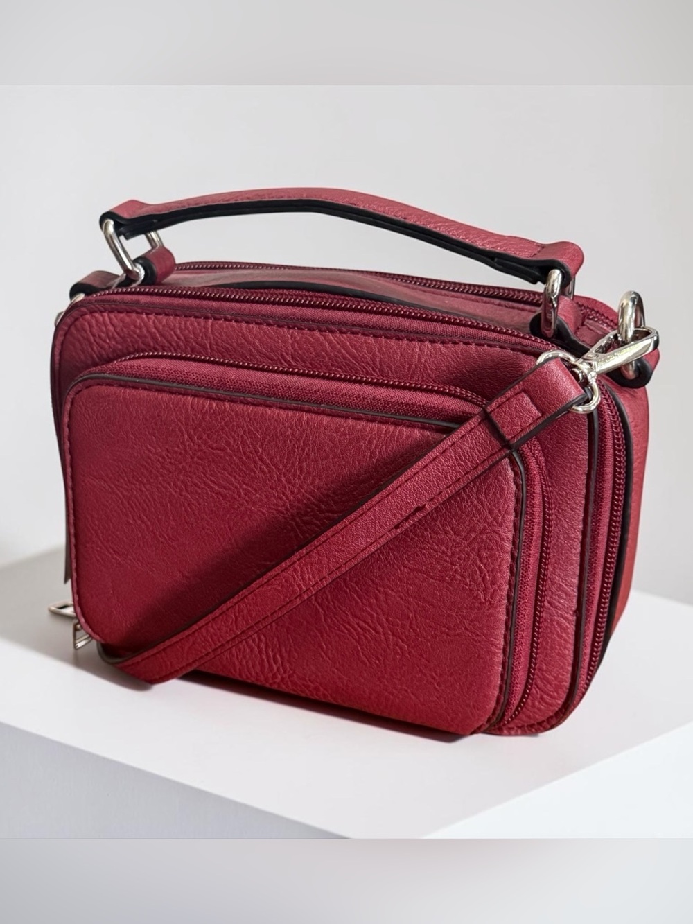 NWT K. Carroll Kelsey Red Vegan Leather Crossbody Bag! NEW! - Picture 2 of 11